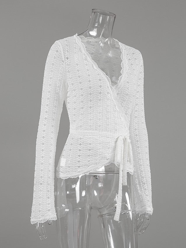 総レースカシュクールトップス