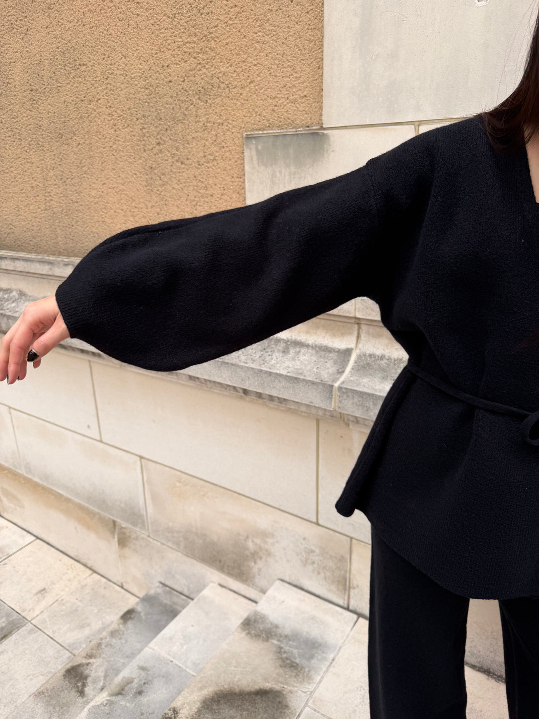 【アウトレット】(即納) ニットラップカーディガンパンツセット