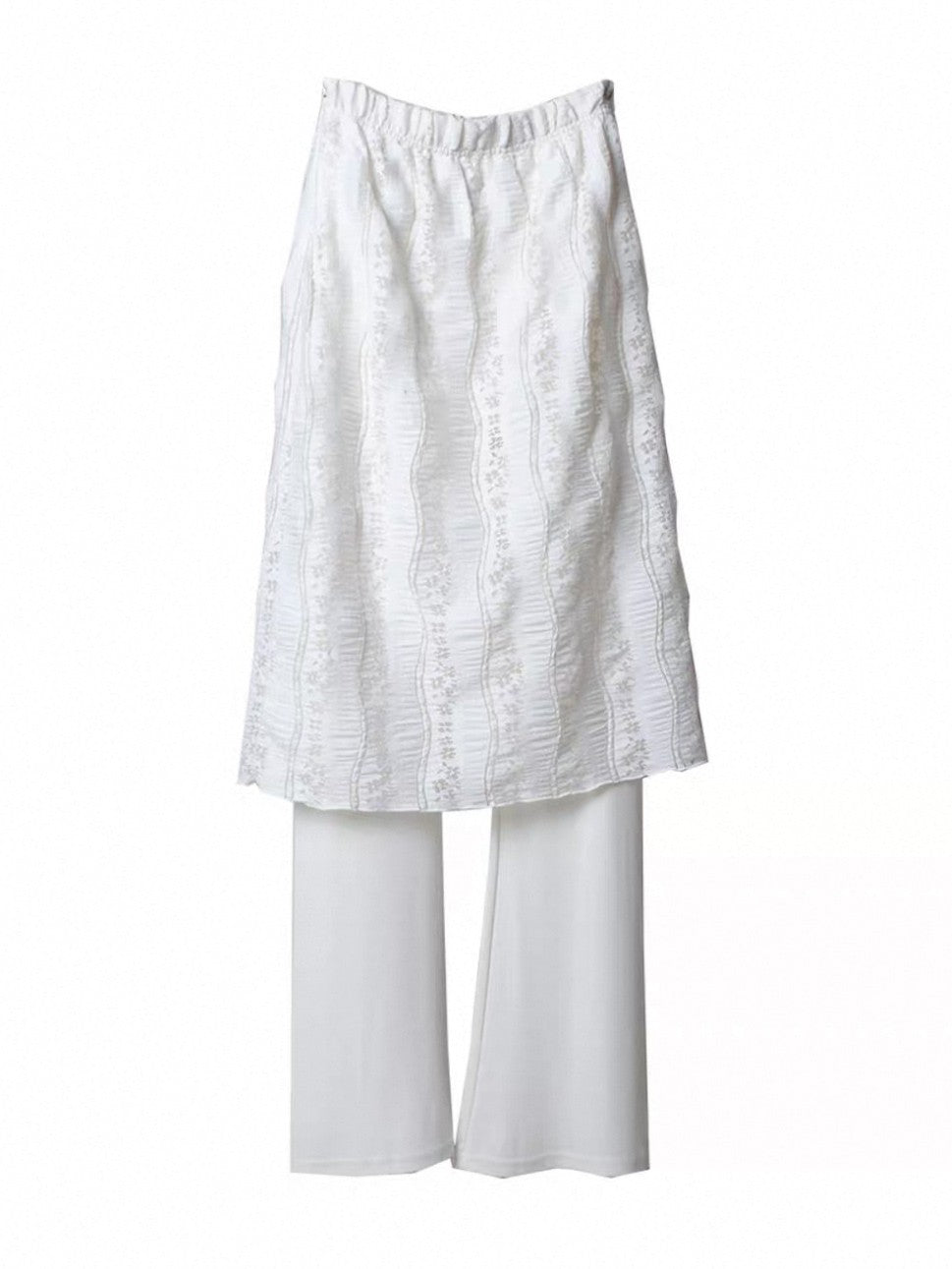 レーススカート付きフレアパンツ