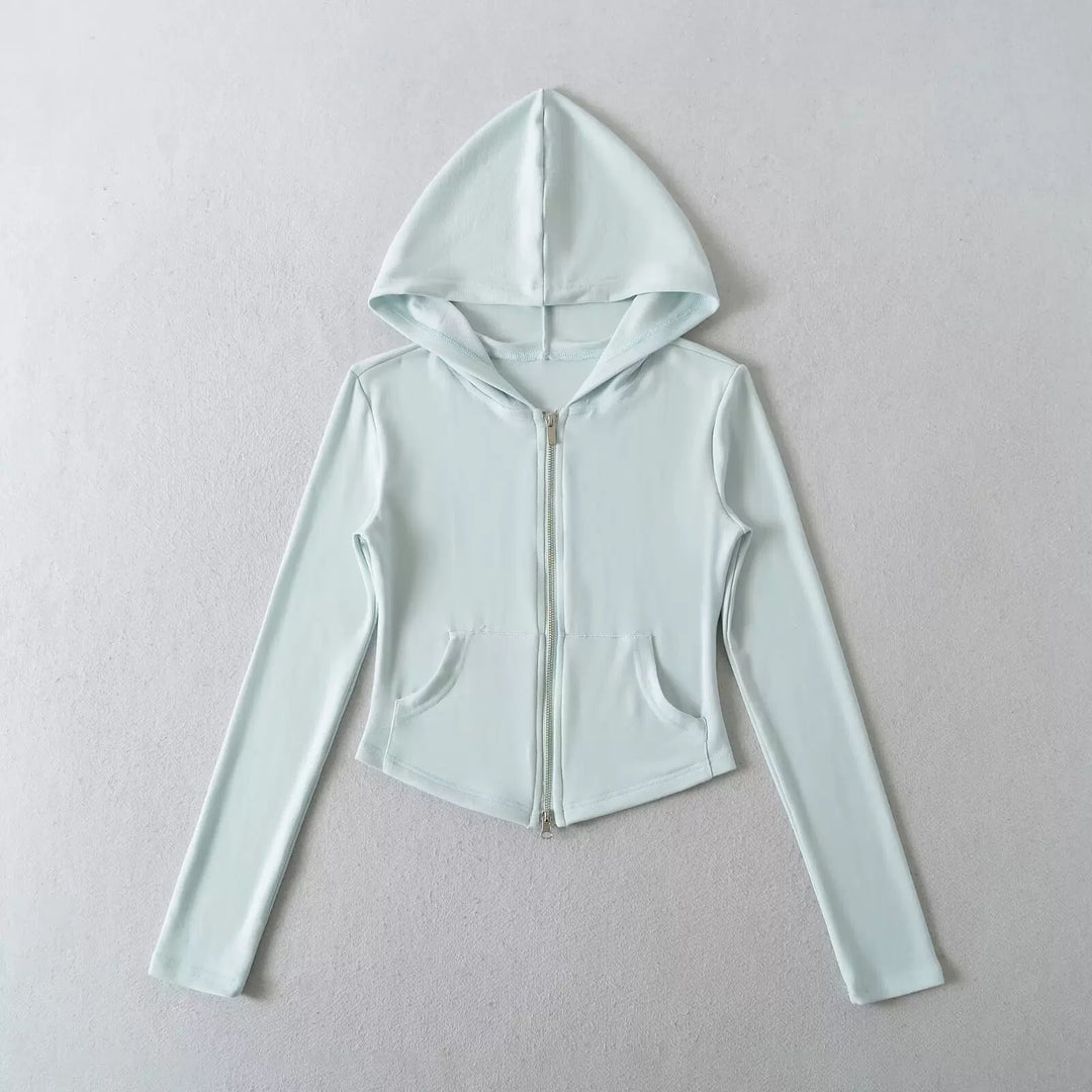ベーシックソリッドカラージップアップパーカー