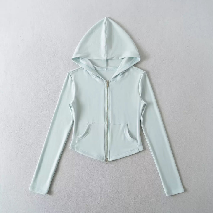 ベーシックソリッドカラージップアップパーカー