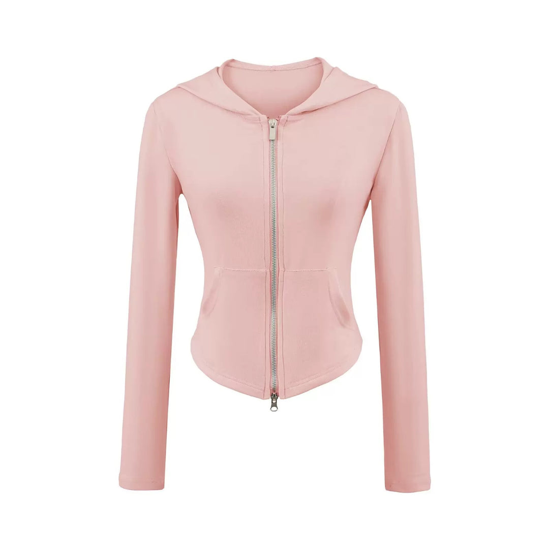 ベーシックソリッドカラージップアップパーカー