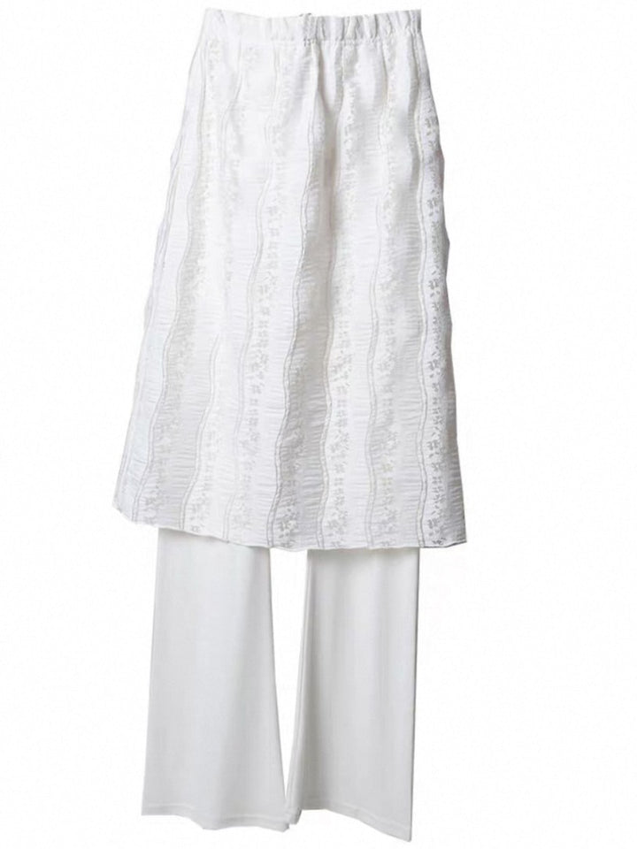 レーススカート付きフレアパンツ