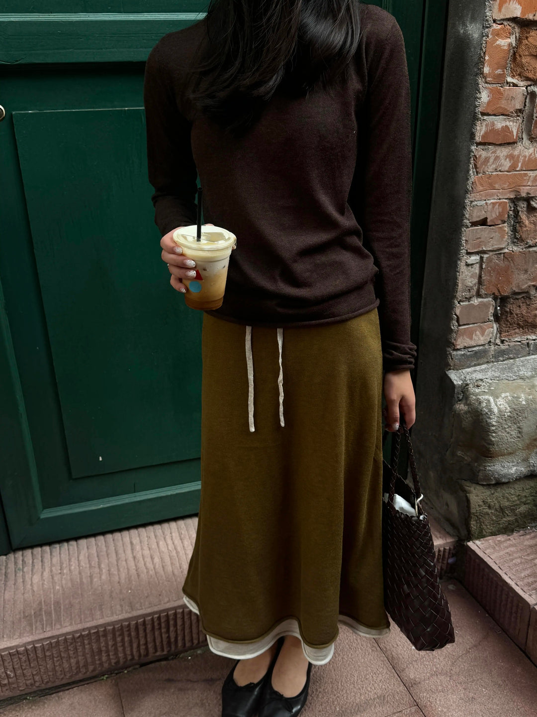 レイヤードフレアミディスカート