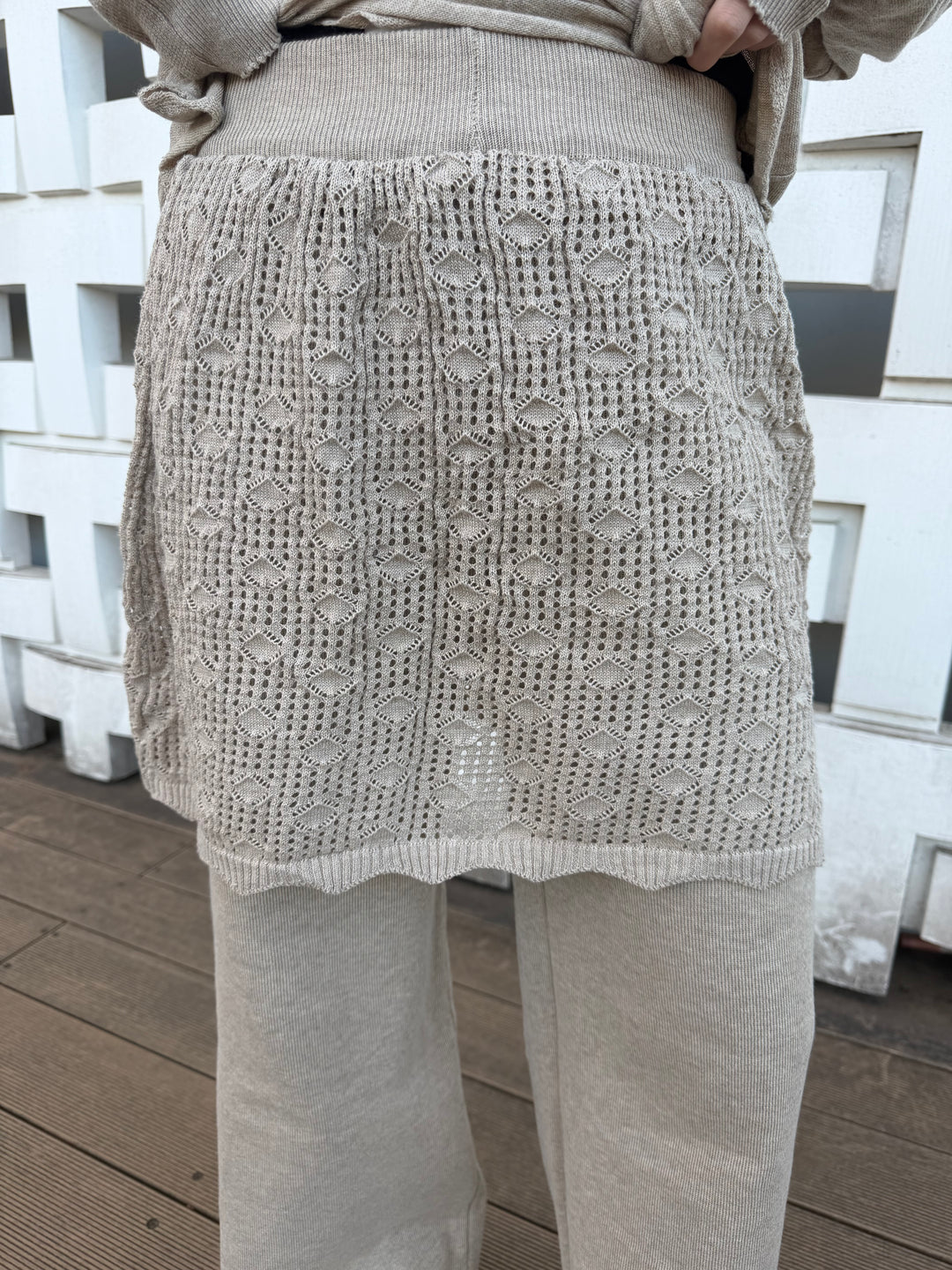 【アウトレット】(即納) レイヤードスカートドッキングニットパンツ