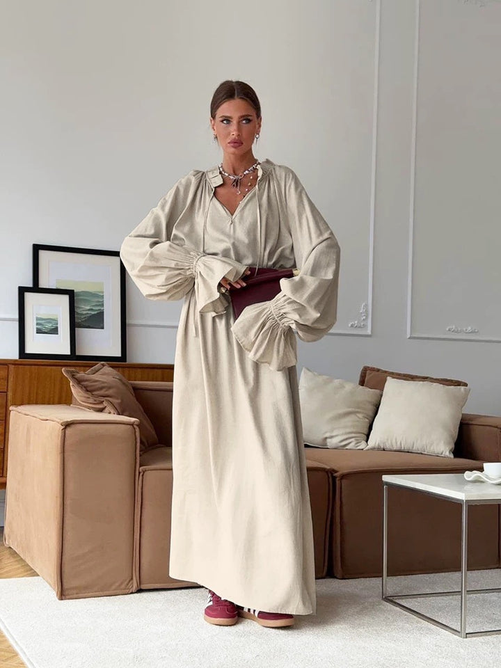 ボリュームスリーブマキシワンピース