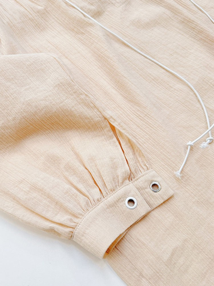 楊柳レースアップルーズブラウス