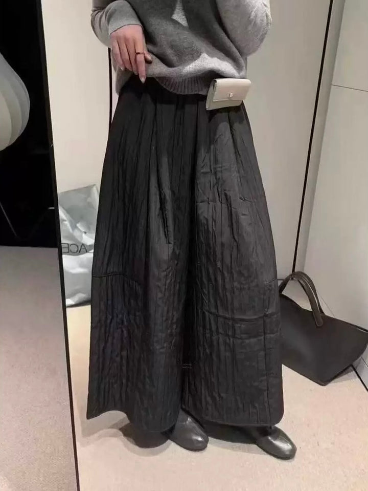 裏起毛キルティング風ワイドパンツ