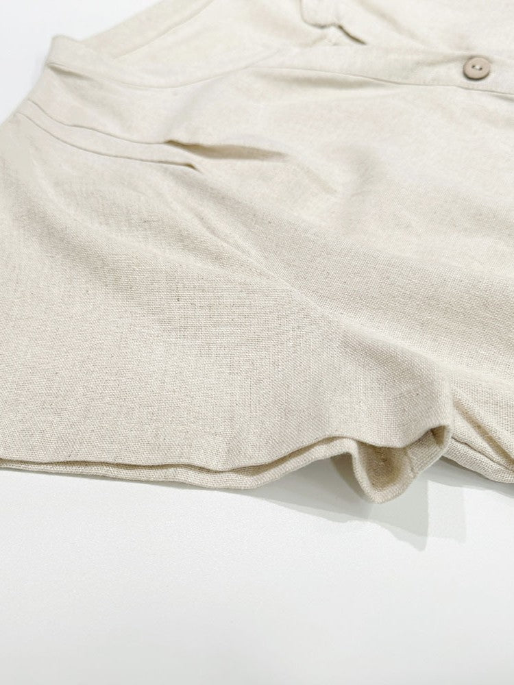 リネンブレンドキーネックチュニックワンピース