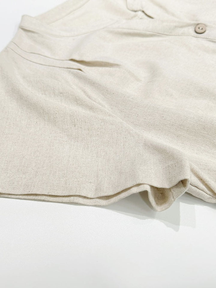 リネンブレンドキーネックチュニックワンピース