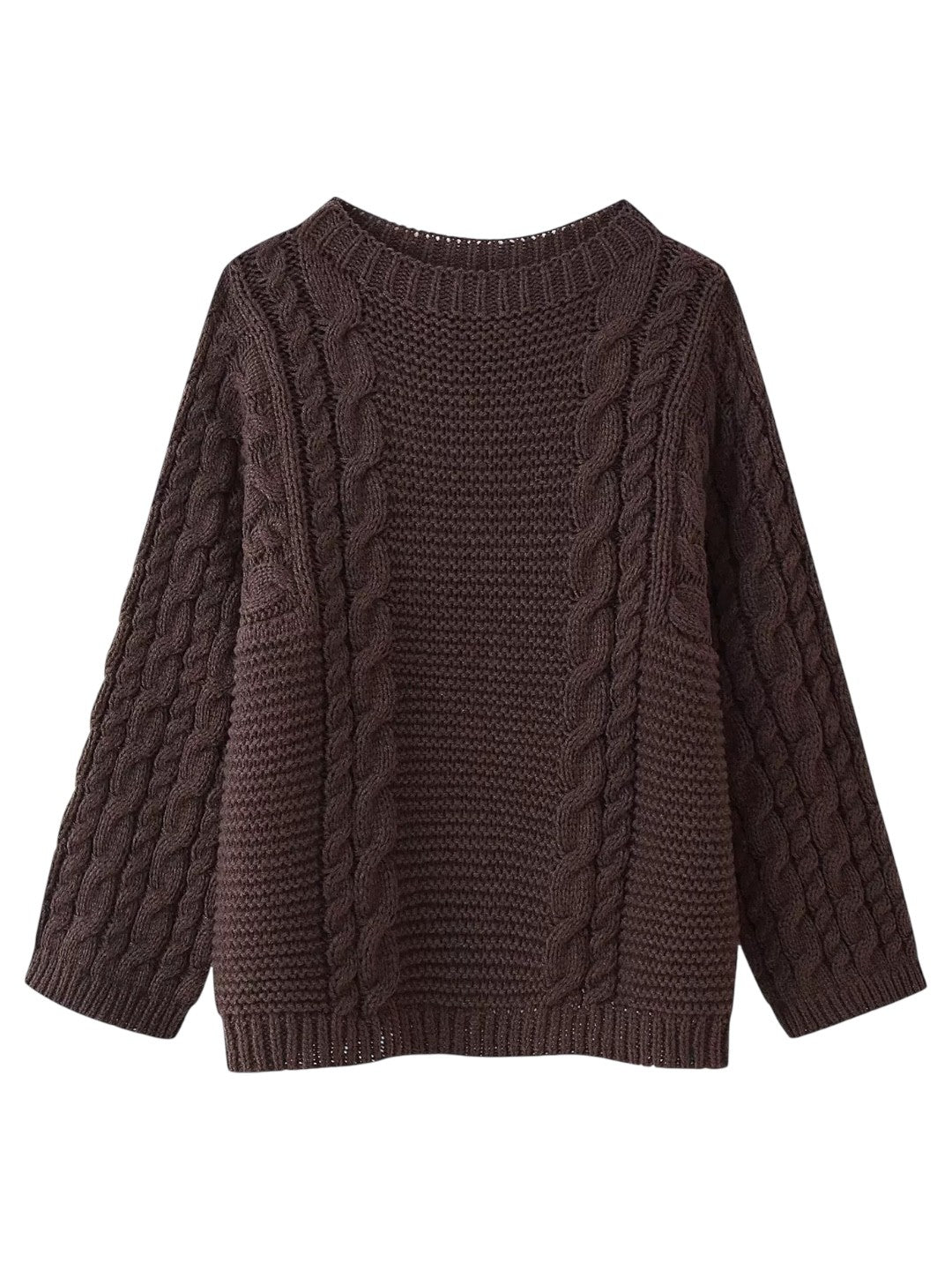 ワイドスリーブケーブルニットセーター