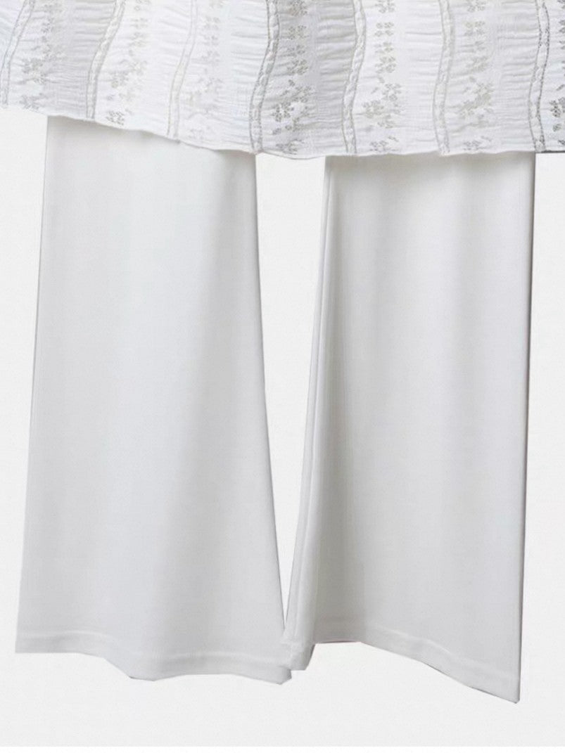 レーススカート付きフレアパンツ