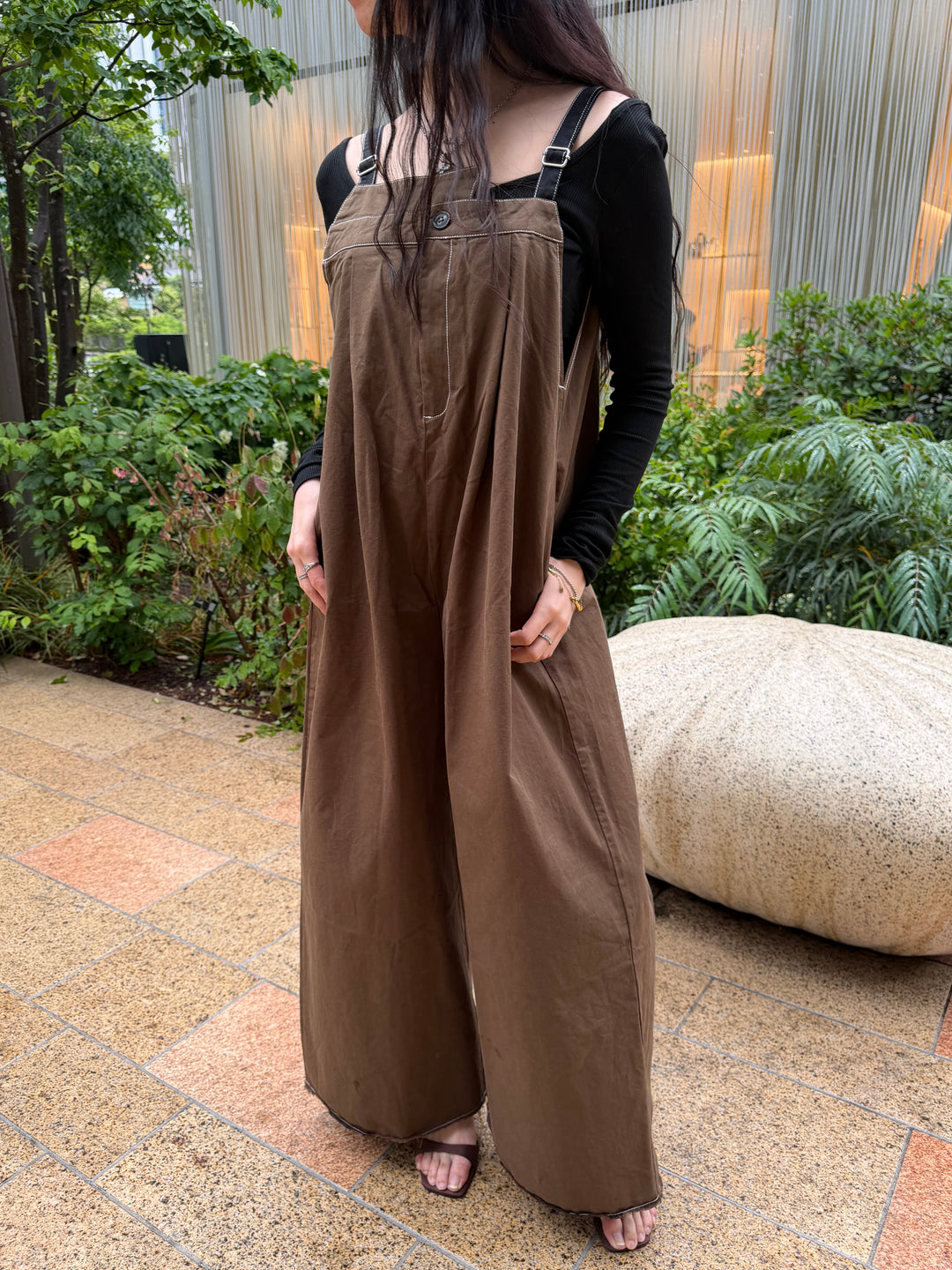 【 Select 】綿ツイルアシメサロペット