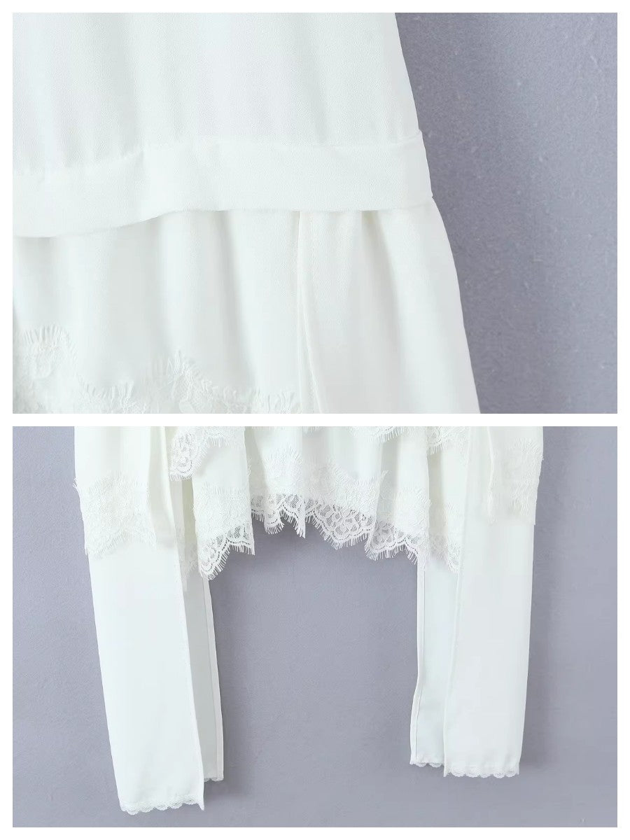 レースレイヤードアシンメトリーキャミワンピース