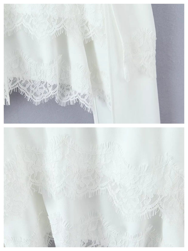 レースレイヤードアシンメトリーキャミワンピース