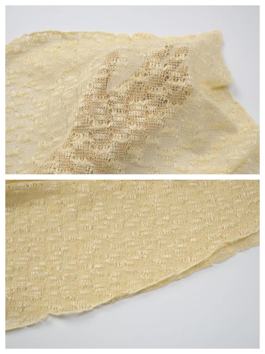 ワンショルダー シアーニットプルオーバーケープ