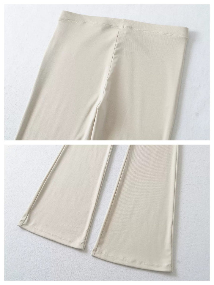 リヨセルブレンドストレッチフレアパンツ
