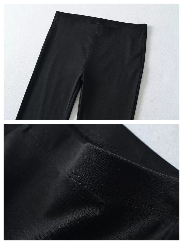 リヨセルブレンドストレッチフレアパンツ