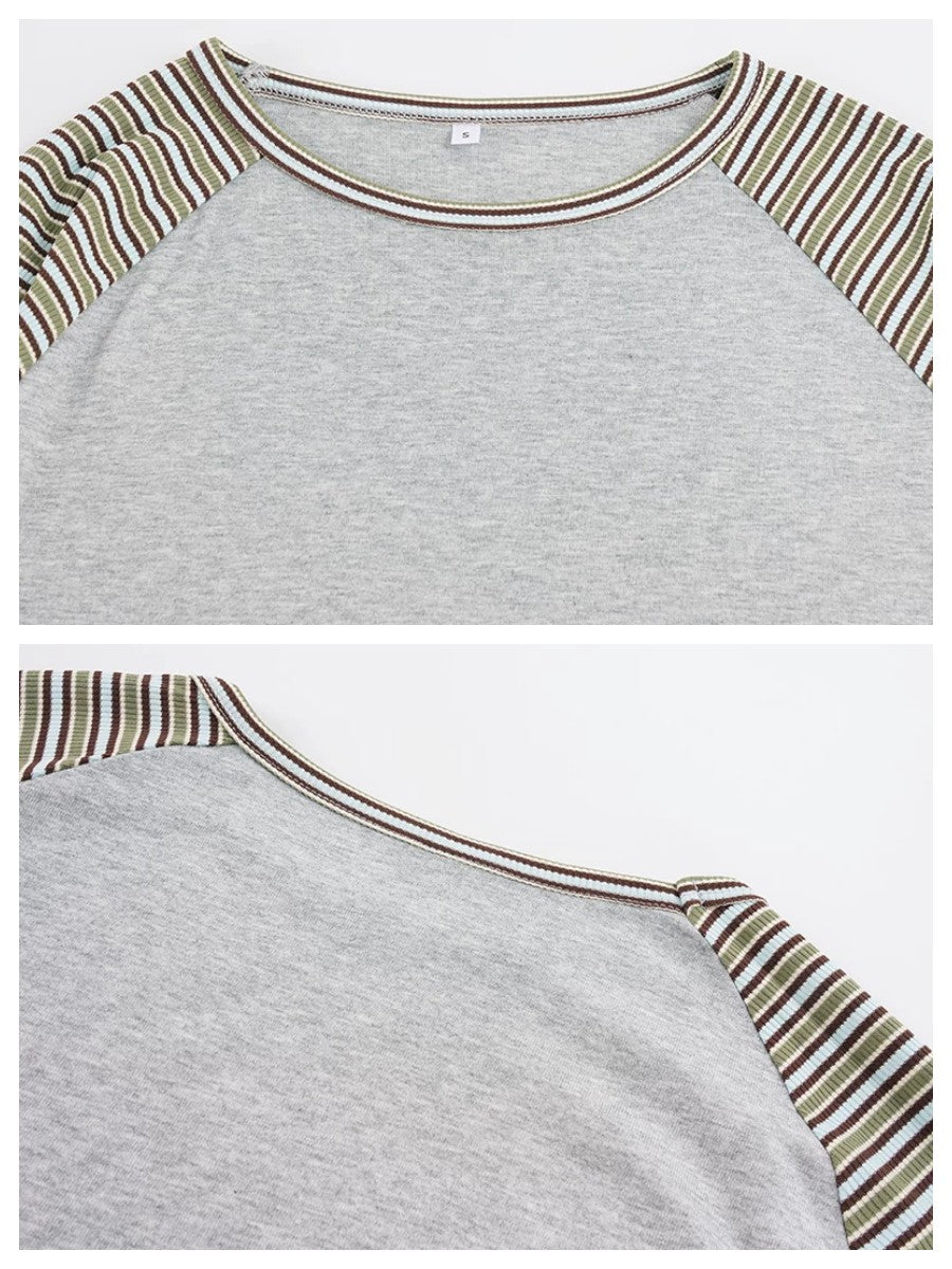 マルチボーダーラグランスリーブTシャツ