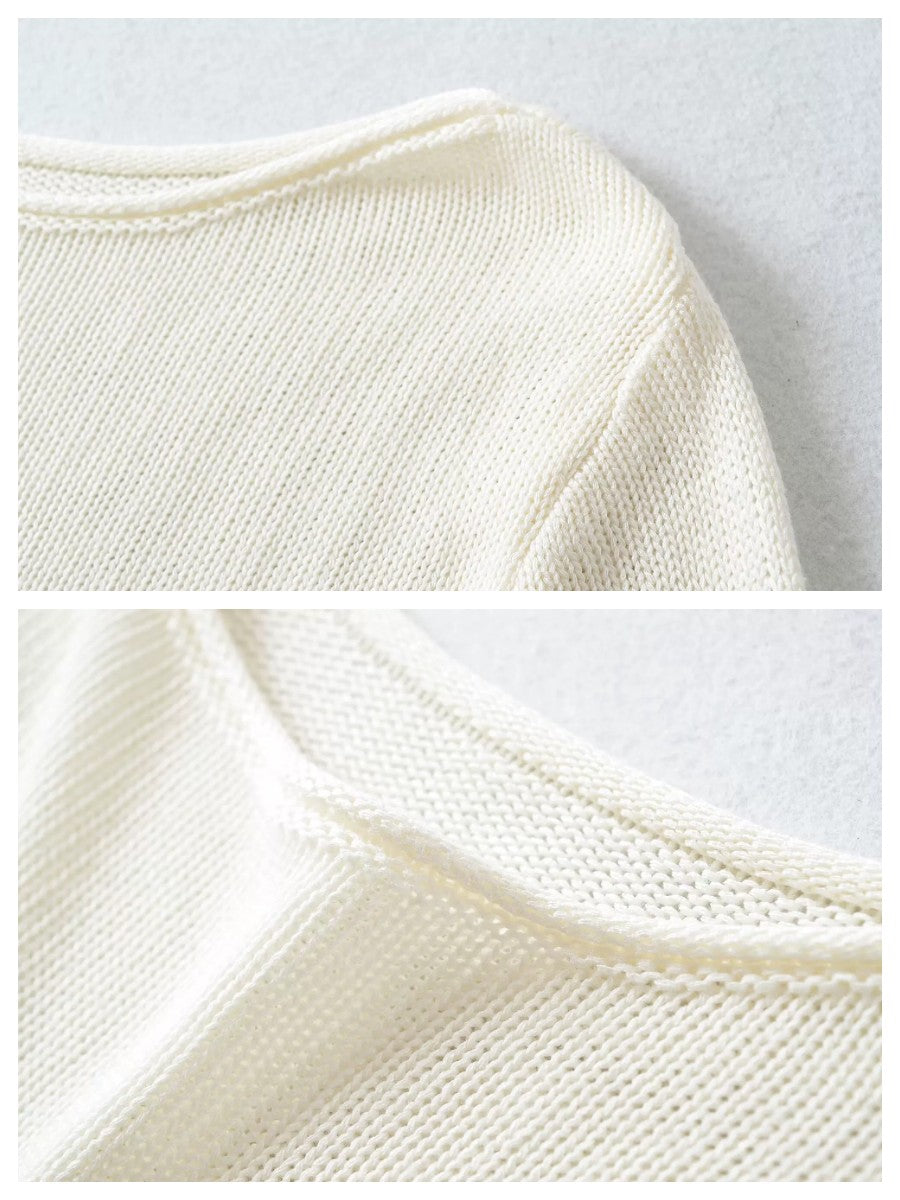 ボートネックフレアスリーブニットトップス