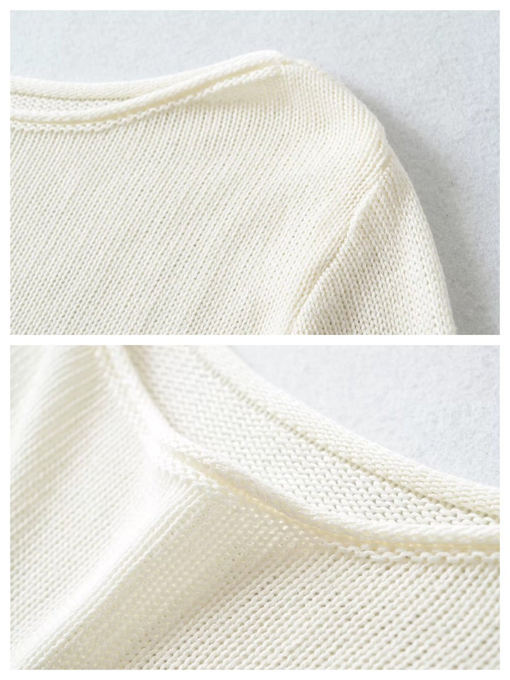 ボートネックフレアスリーブニットトップス