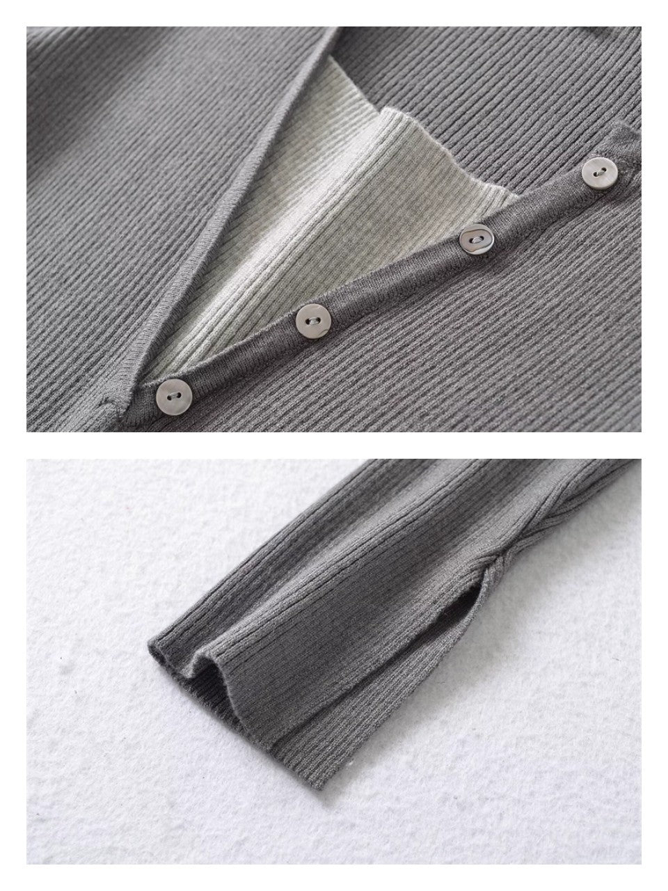 レイヤードバイカラーリブニットトップス