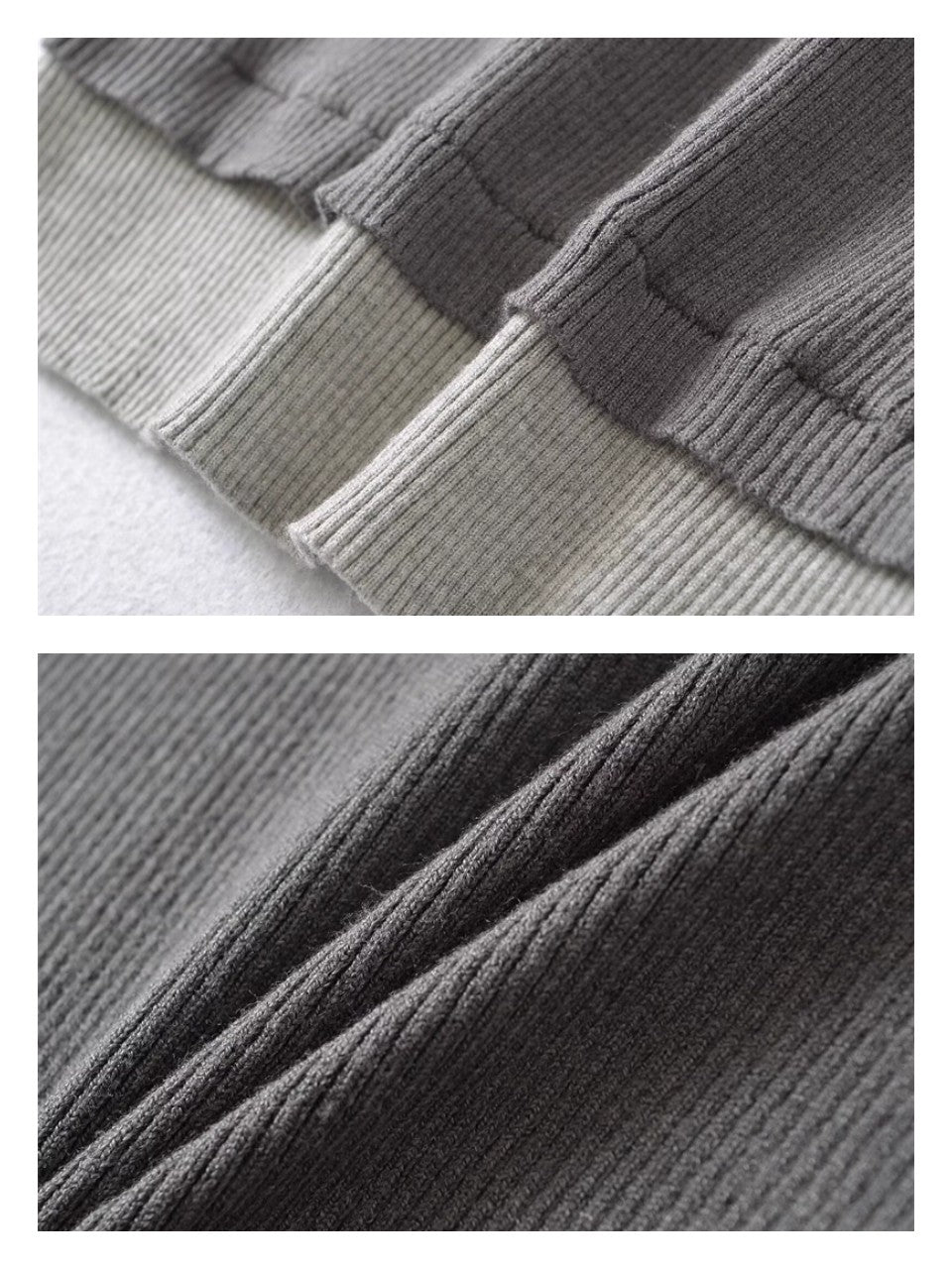 レイヤードバイカラーリブニットトップス