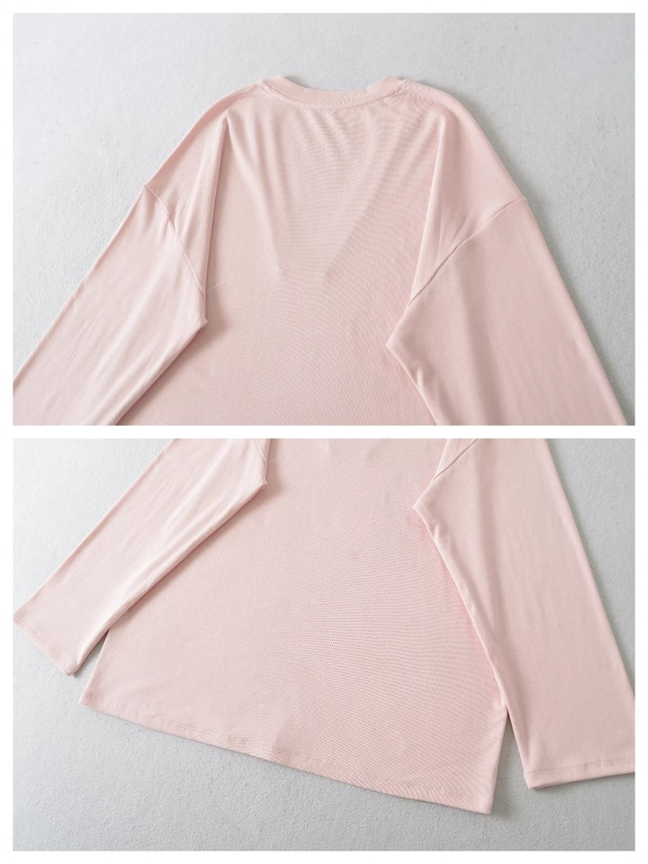 Vネックリラックスリブトップス