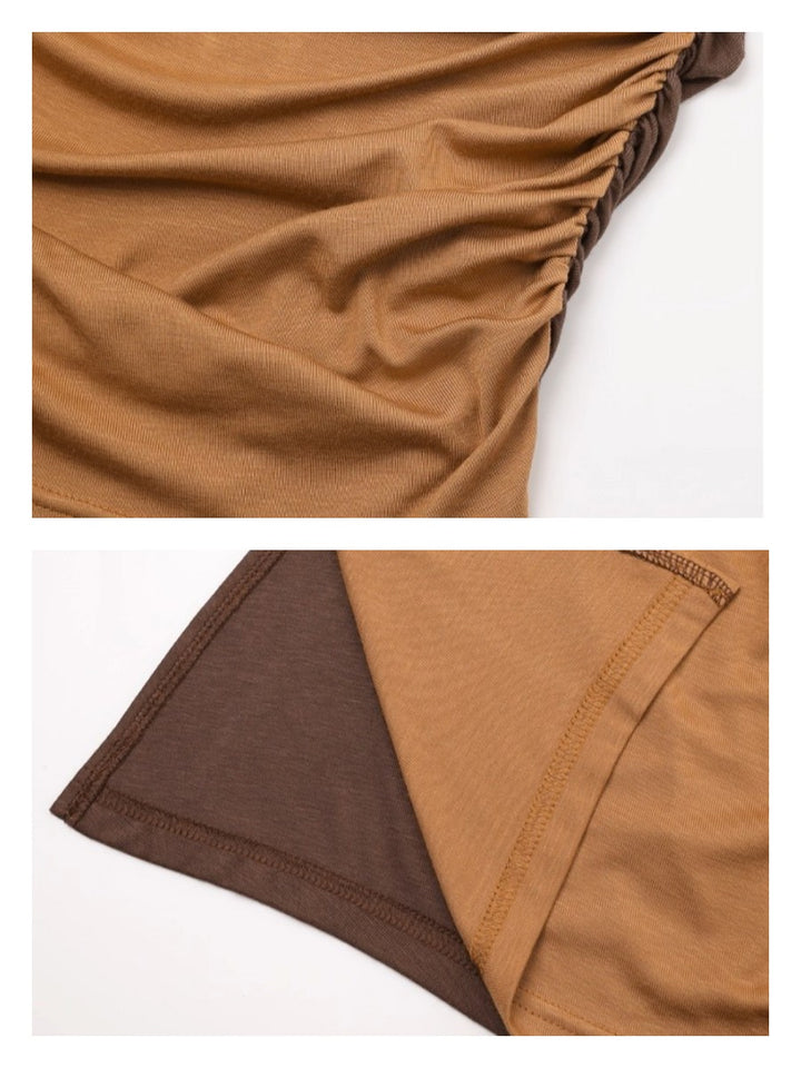 レイヤードビーズドレープカットソー