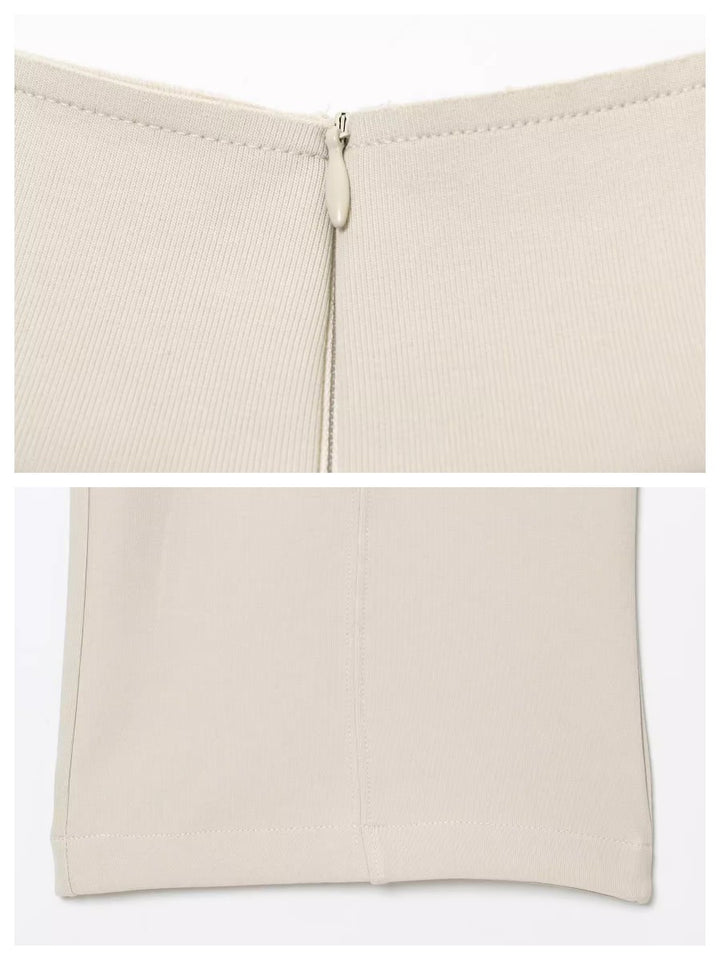 アシンメトリーハイネックトップスワイドパンツセット