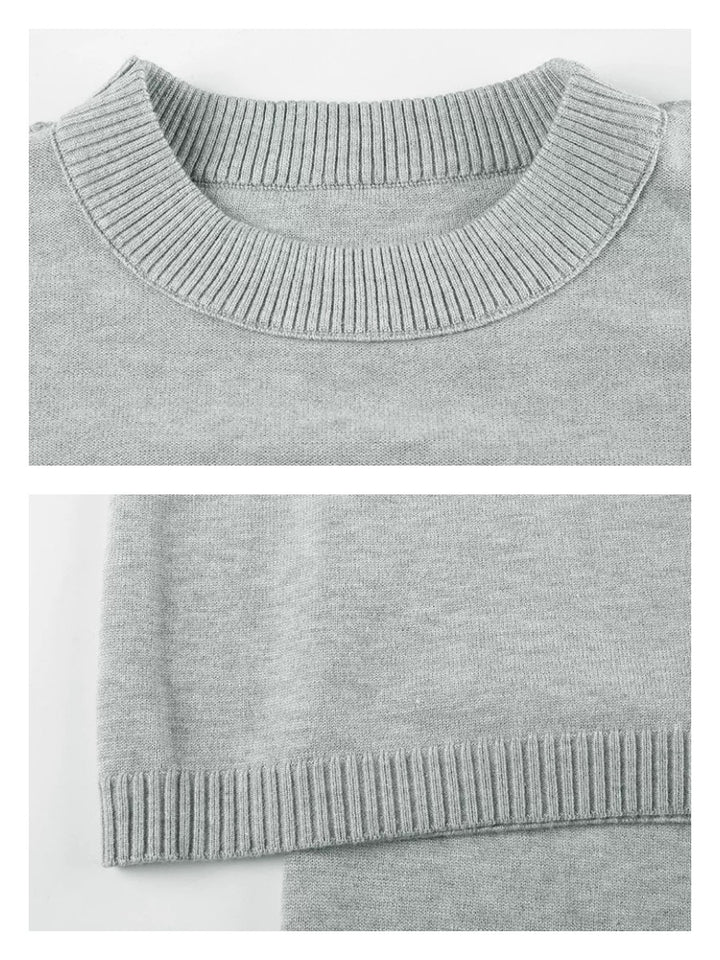 グレーニットフォールドウエストパンツセット