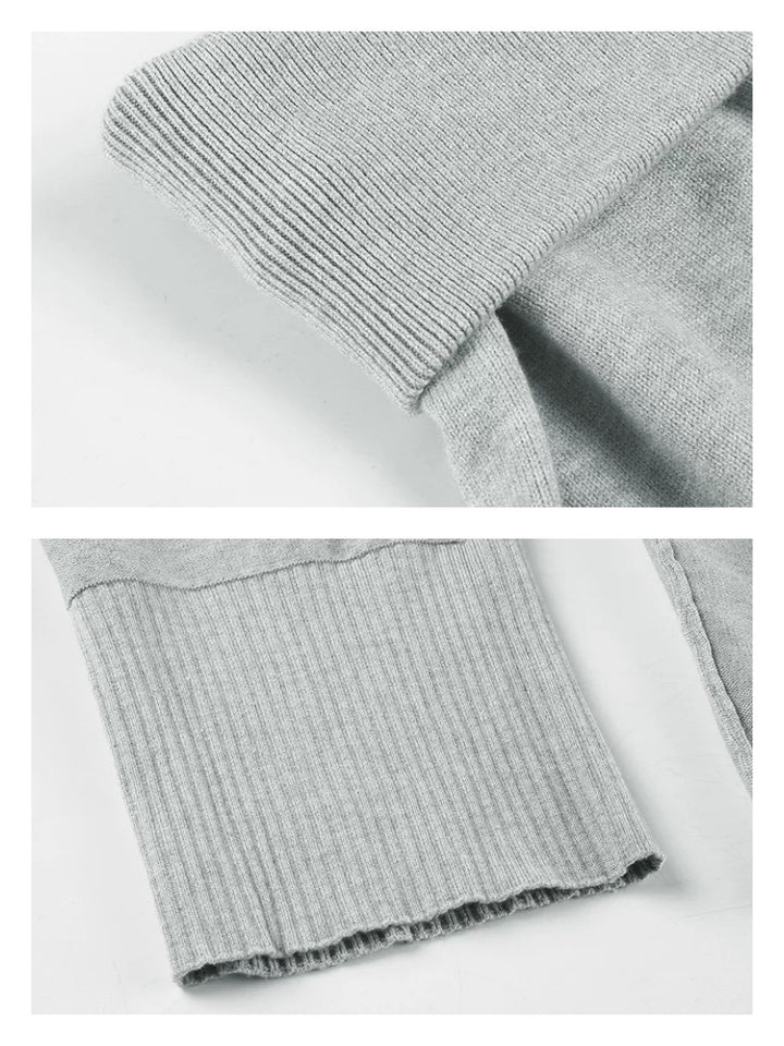 グレーニットフォールドウエストパンツセット