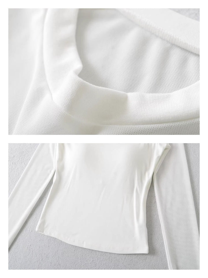 カップ付きシアーメッシュ切り替えトップス