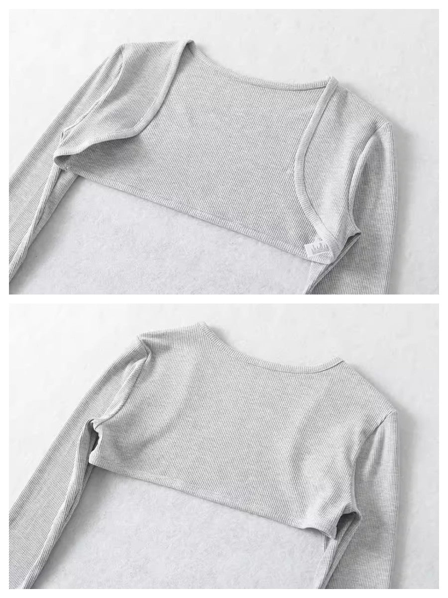 スリットスリーブリブボレロトップス