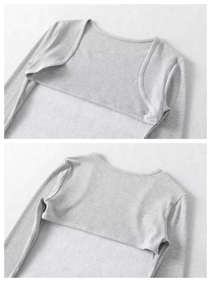 スリットスリーブリブボレロトップス
