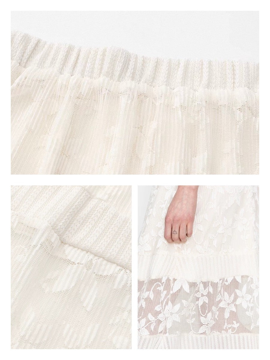 フラワーレース切り替えマキシスカート