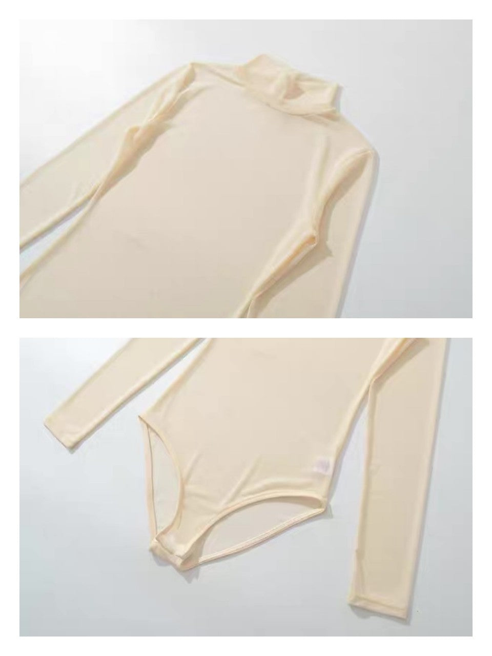 シアーモックネックボディースーツ