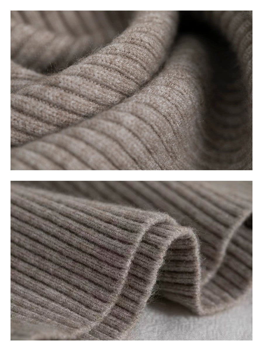 サイドシェルボタンリブニットトップス