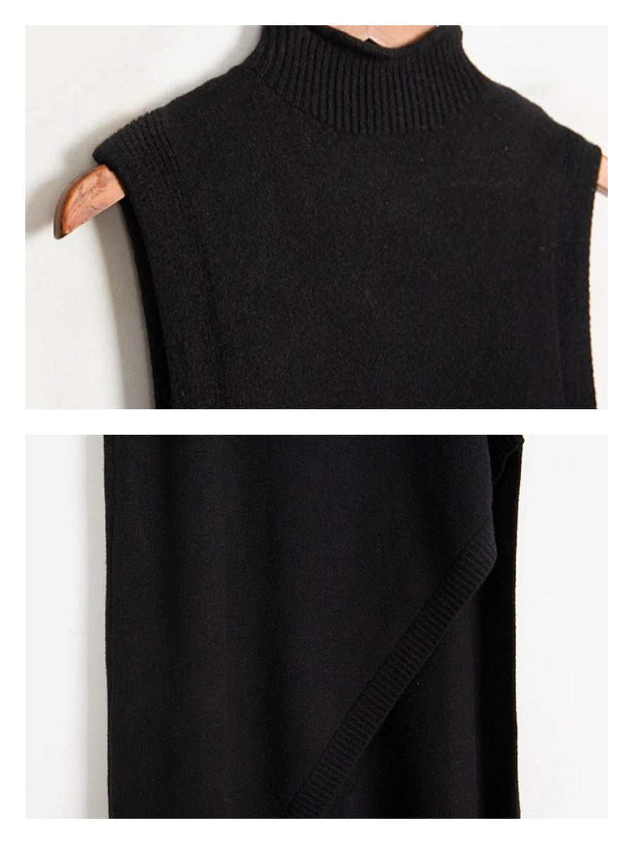 アシメスリット ニットロングワンピース