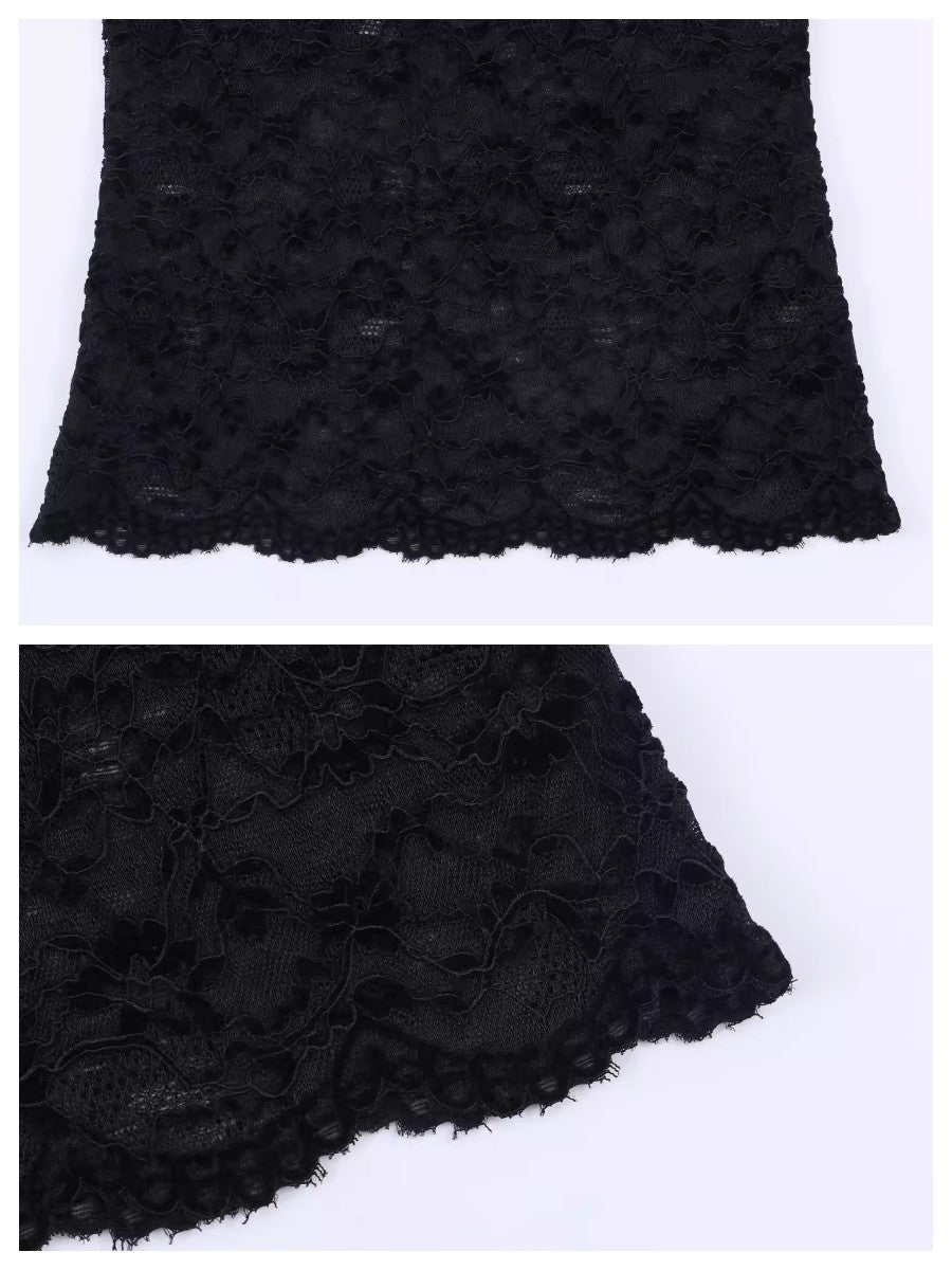 シアーレースコンパクトショートスリーブトップス