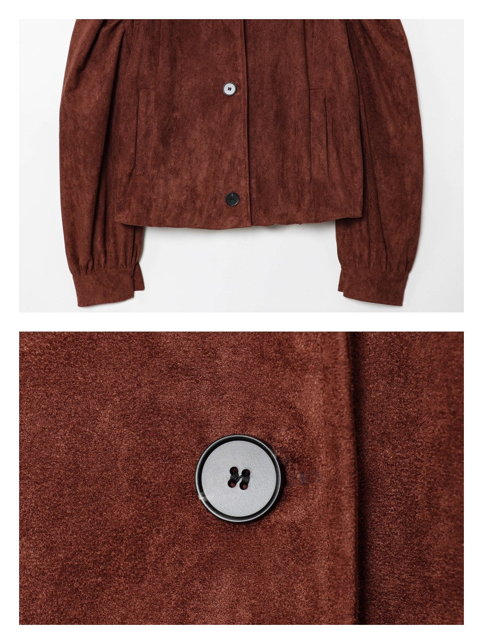 パフスリーブスウェードライクジャケット