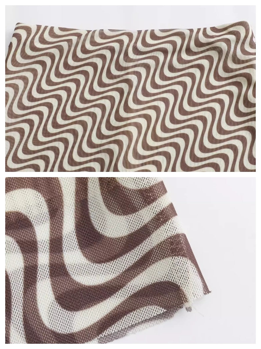 zigzag wavy メッシュミディスカート
