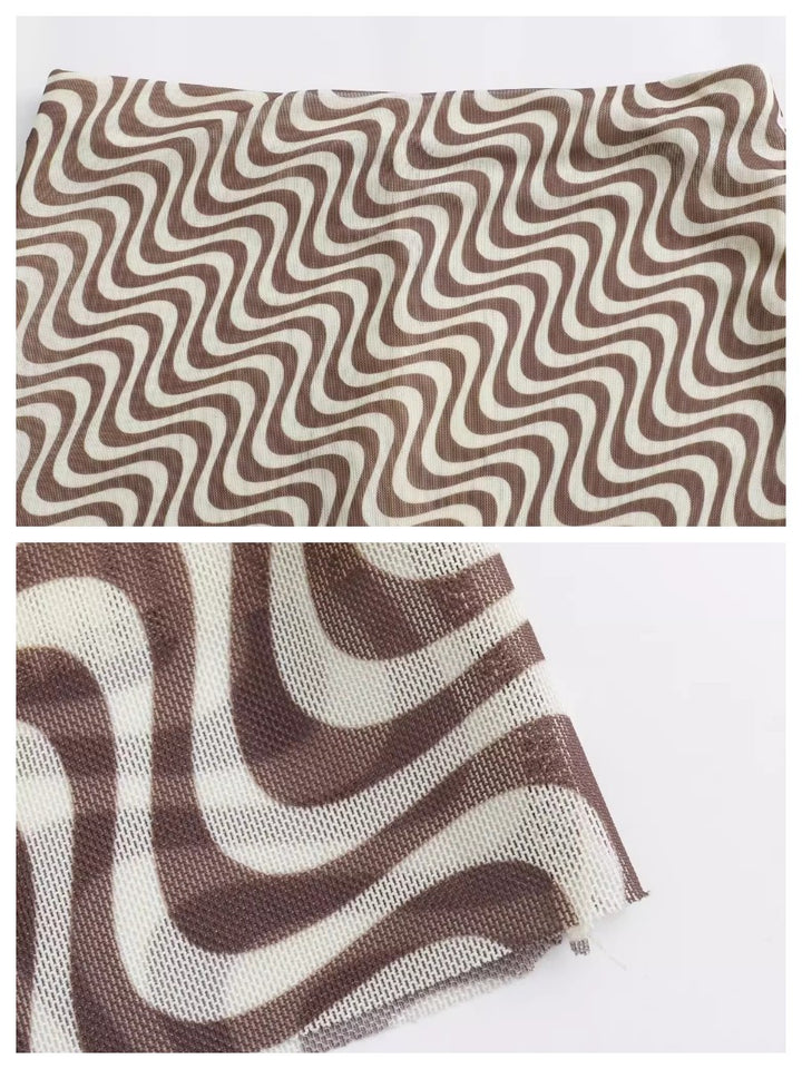 zigzag wavy メッシュミディスカート