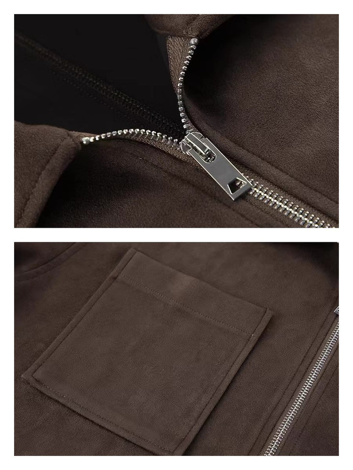 フェイクスエードジップアップブルゾン