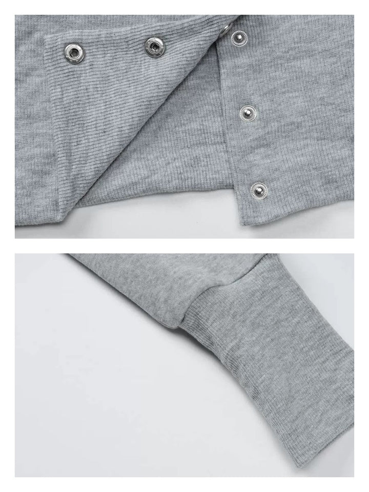 ボタンデザインスウェットワイドパンツセット