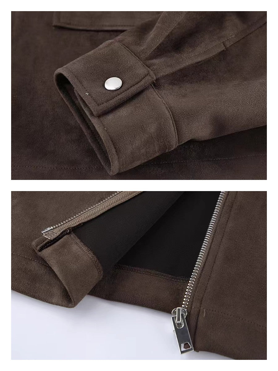 フェイクスエードジップアップブルゾン