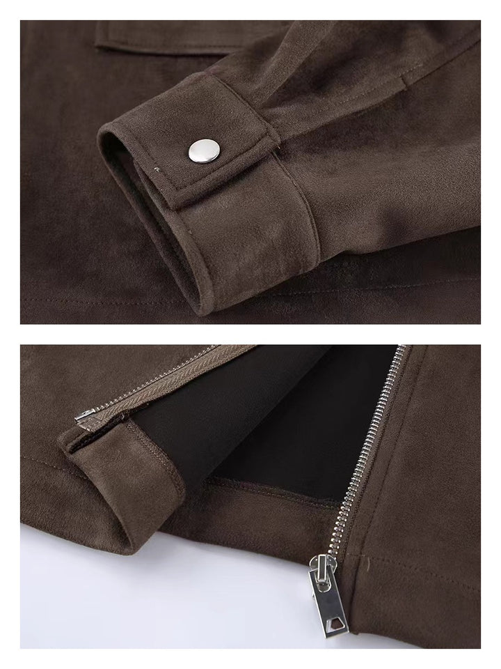 フェイクスエードジップアップブルゾン