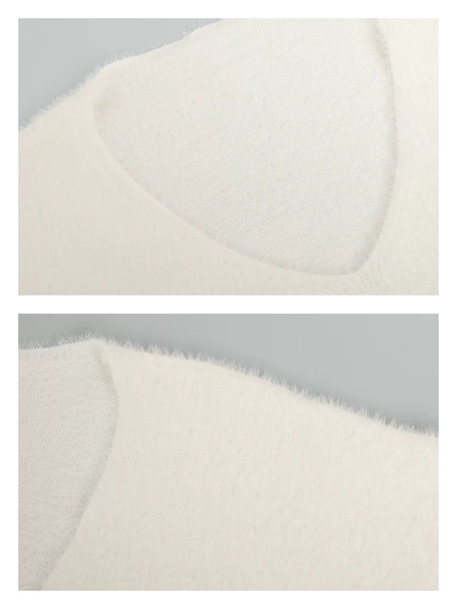 シャギーニットルーズセータースカートセット