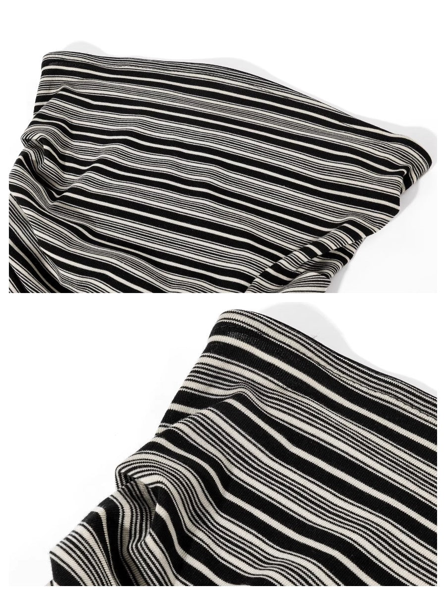 ボーダーロングタイバンドゥトップス