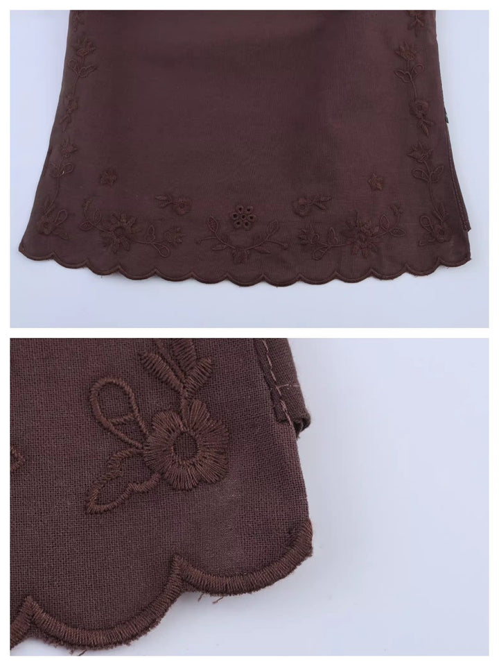 エンブロイダリーバックオープンキャミソールトップス